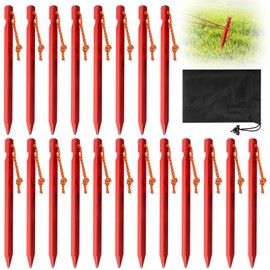prota Tent Pegs, Pack of 20 18 cm Tent Pegs, Aluminium Alloy, Camping Pegs with Rope, Camping Tent Pegs, Tent Pegs, Storm Proof Pegs for Camping, Garden, Tent, Awning