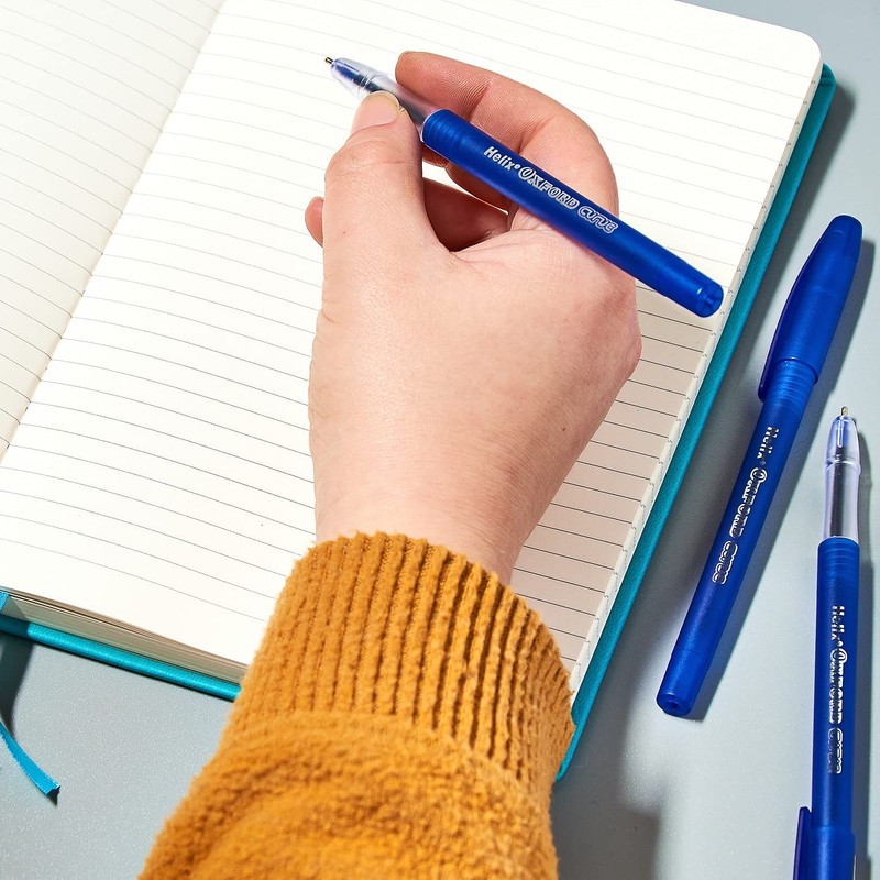 Helix Oxford Curve Ballpoint Pens (x10 Pack Blue Ink) with