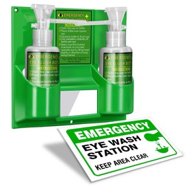 Magula 17oz*2 Portable Eye Wash Station OSHA-Approved,BPA Free, Wall-Mounted First Aid Eye Wash kit with Empty Bottles & Mirror,Emergency Eyewash, No Eye Wash Solution