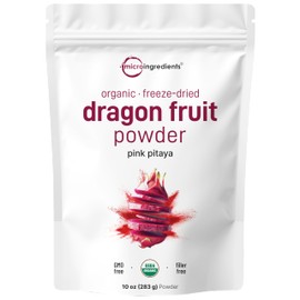 Organic Dragon Fruit Powder, 10oz | 100% Natural Fruit Powder | Freeze-Dried Pink Pitaya Source | No Sugar & Additives | Great Flavor for Drinks, Smoothie, & Beverages | Non-GMO & Vegan Friendly