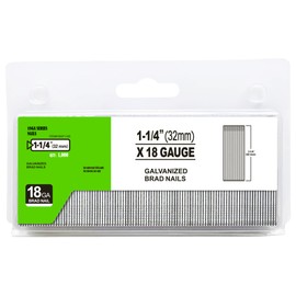 meite 18 Gauge Brad Nails, 1-1/4 Inch 18GA Brad Nails Galvanized Small Finishing Nail Gun Nails for Pneumatic, Electric Brad Nailer Gun (1,000 Counts)