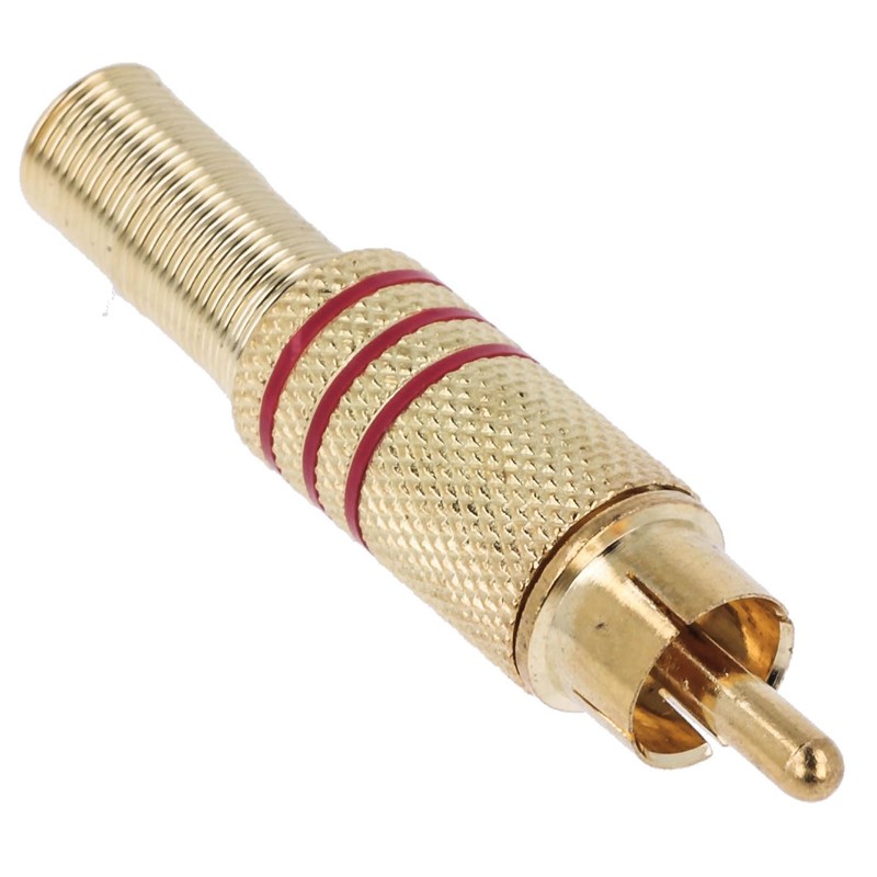 4x Lötfreie Cinch-stecker Koaxial-stecker Video/Audio Gold Farbe Rot/Schwarz