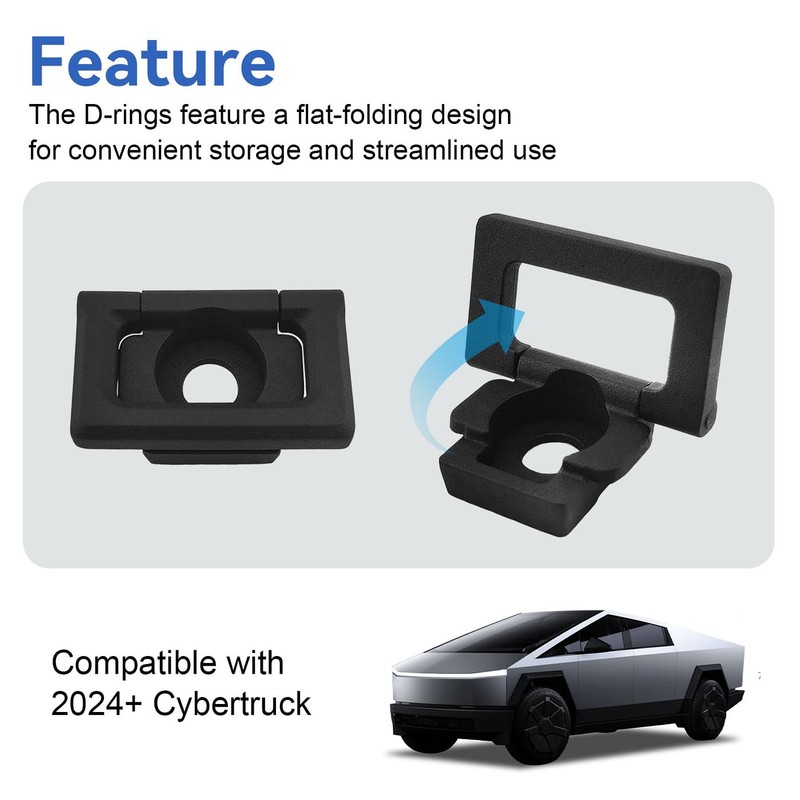MXSAG 2PCS 90 Degree Rotating D Rings for Cybertruck Flat