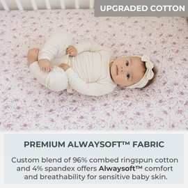 Pobibaby – 2 Pack Crib Sheets Girl, Premium Fitted Baby Crib Sheets for Standard Mattress – Ultra-Soft Jersey Knit, Safe and Snug, Stylish Floral Design (Blossom)