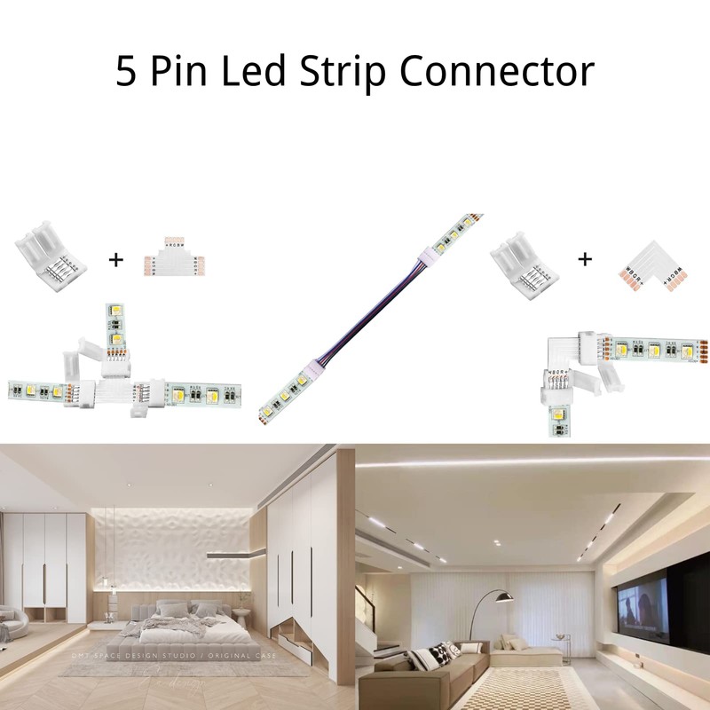 loodyed LED Strip Connector 5 Pin 12mm Kit Include L