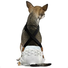 Paw Inspired The Original Dog Diaper Suspenders | Belly Bands Canine Harness | Durable Dress & Diaper Keeper | Keep Diaper on Your Dog, for Small Medium and Large Dogs (XS/S, Black)