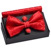 Gusleson Red Bow Tie Pocket Square Set for Wedding Pre-Tied