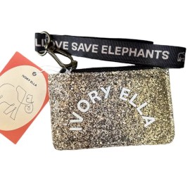 Ivory Ella card holder wallet & lanyard gold glitter NWT