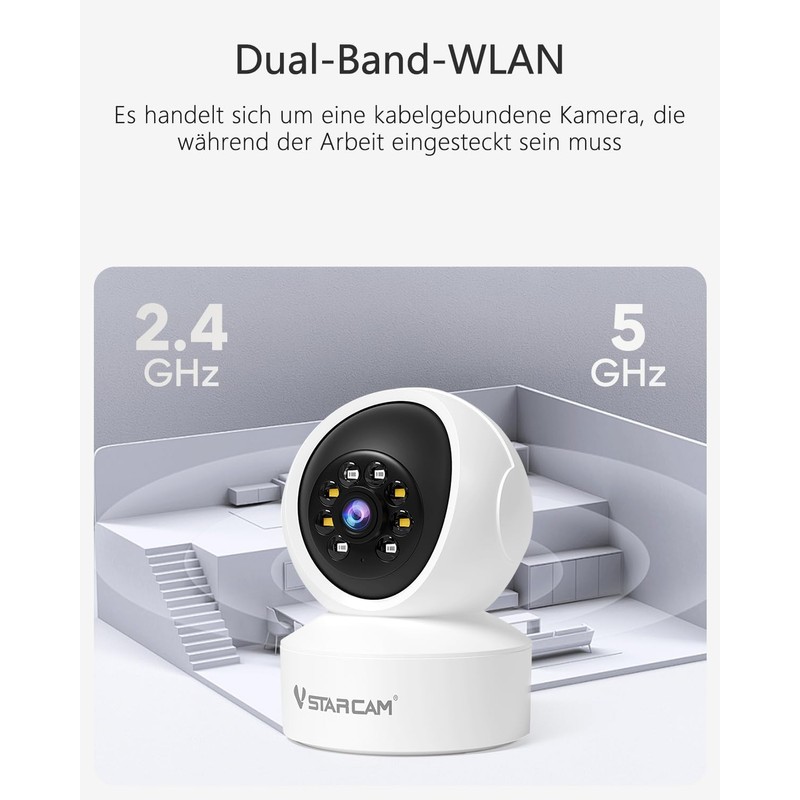VSTARCAM Indoor Surveillance Camera - 2K QHD, 360° WLAN Indoor