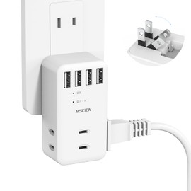 MSCIEN MSCIEN Outlet Tap USB Power Strip USB Lightning Guard Outlets 3 AC Outlets 4 USB Ports, Calluses Outlet, Direct Plug Tap, Oa Tap, Branching, Charging Tap, Multi Tap