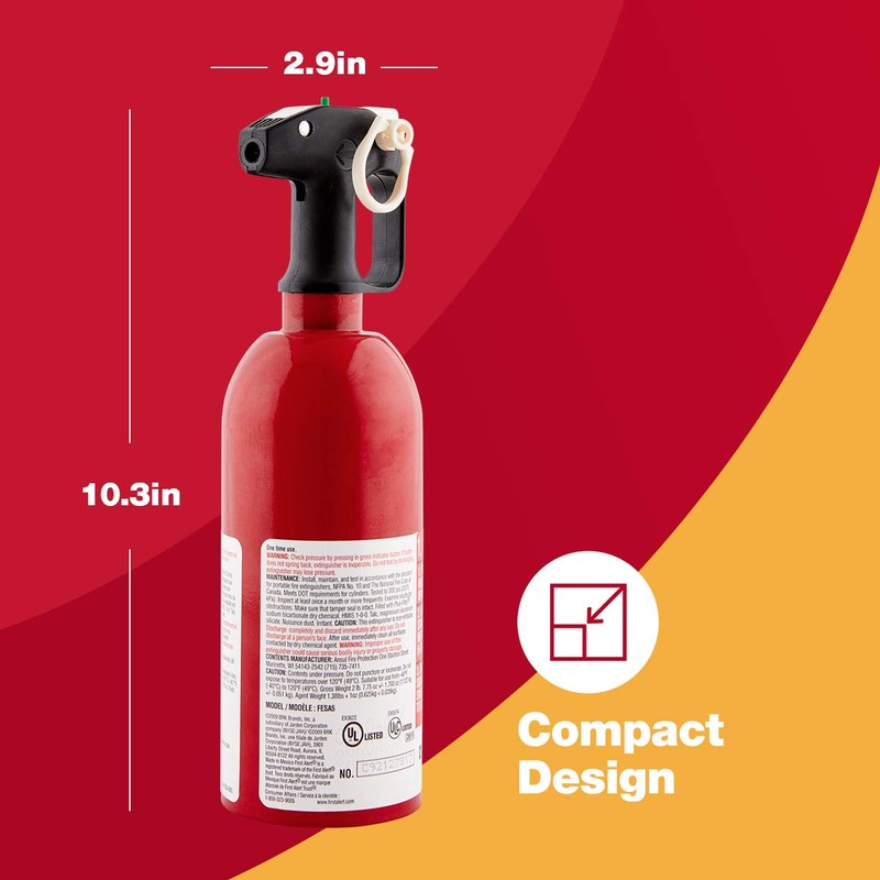FIRST ALERT AUTO5 Car Fire Extinguisher, FESA5, UL RATED 5-B:C,
