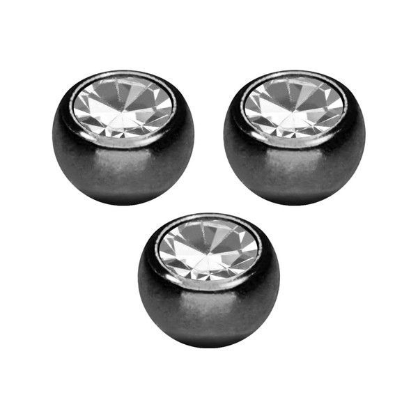 PIERCINGLINE Titanium Screw Ball Set, Crystal, Replacement Balls, Choice of