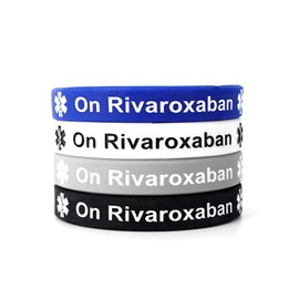 On Rivaroxaban Medical Alert Wristband Blood Thinner Awareness (Pack of 4) (X Large 21cm)