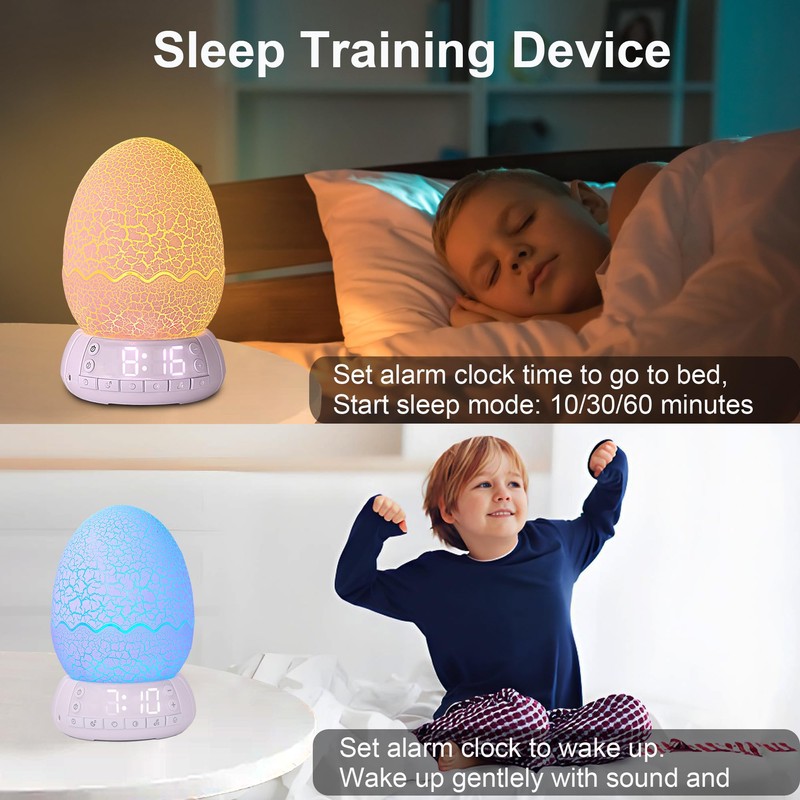 Alarm Clock with Sunrise Simulation Wake Up Egg Light, Portable