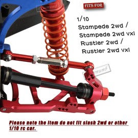 Rcarmumb Suspension Arms & Shock Upgrades Part for 1/10 Rustler VXL 2wd/Stampede VXL 2wd,Alloy Front Rear Shock Absorbers and Swing A Arms Hops up,Red