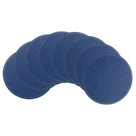 uxcell Round Drink Coasters Set of 8 White Stitched Dual Sided Non-Slip Non-Stick Waterproof Leather Coasters for Drinks, Coffee Table, Housewarming Gifts, Home Decor 4"×4" Blue