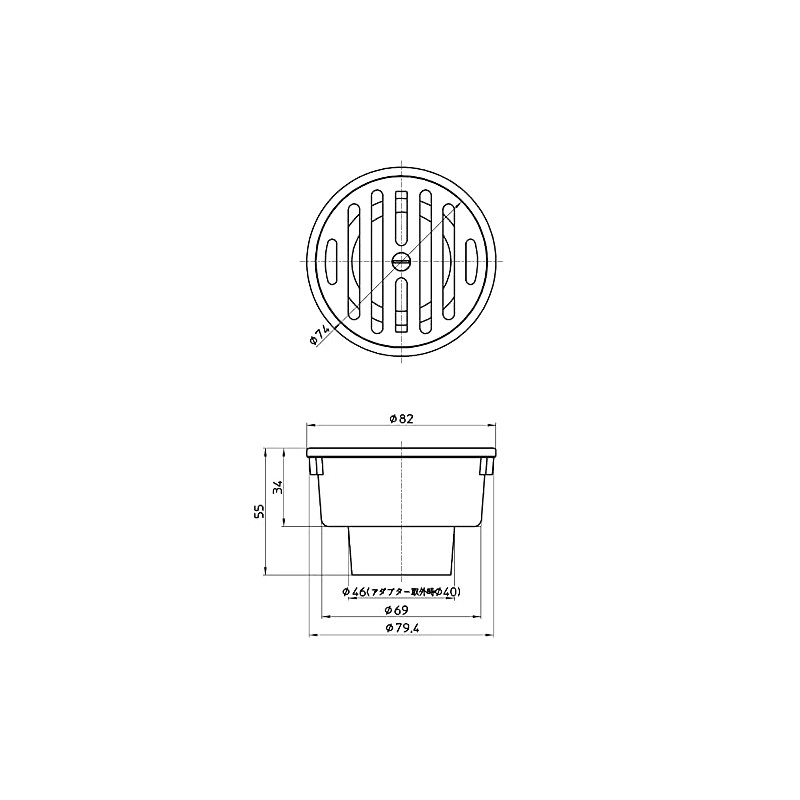 SANEI H50-75X40 Drainage Supplies, One-Trap, SU, VU Pipes, Stainless Steel
