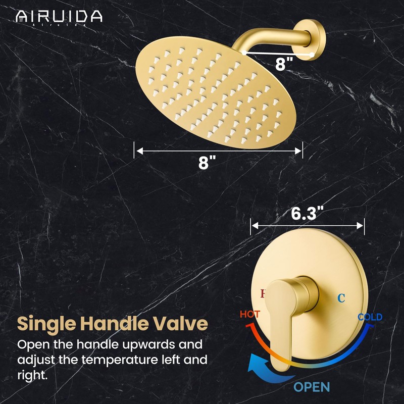 Airuida Single Function Shower Trim Kit Shower Faucet Set Wall