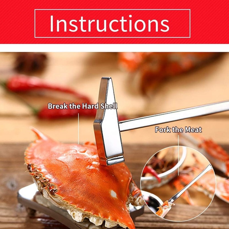 8-Piece Seafood Tool Set, Lobster Crab Cracker Tools, Stainless Steel