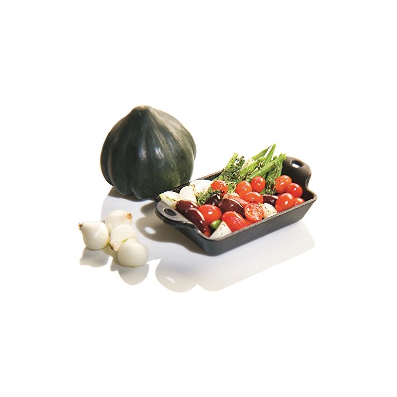 Lodge Heat Enhanced and Seasoned Cast Iron Rectangular Mini Server,