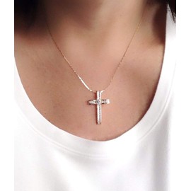 SIFRIMANIA 18k Gold Plated Big Cross Pendant Necklace Religious Jewelry for Women