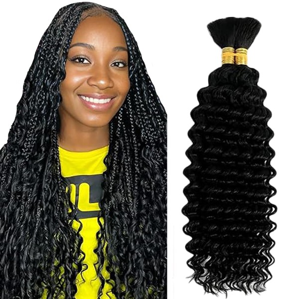 Evaxilc Deep Wave Human Hair for Braiding, Unprocessed, No Weft