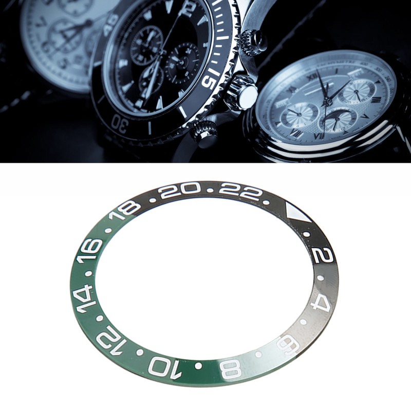 38mm Diameter GMT Watch Bezel Insert Ring Black Green Base