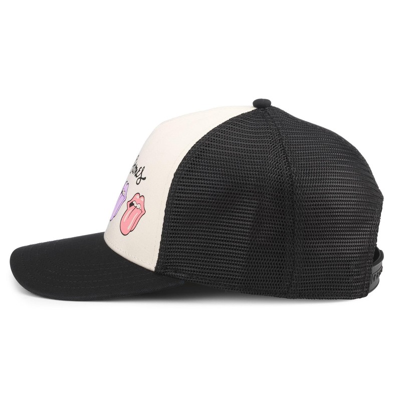 AMERICAN NEEDLE Rolling Stones Sinclair Adjustable Snapback Baseball Hat, Black/Ivory