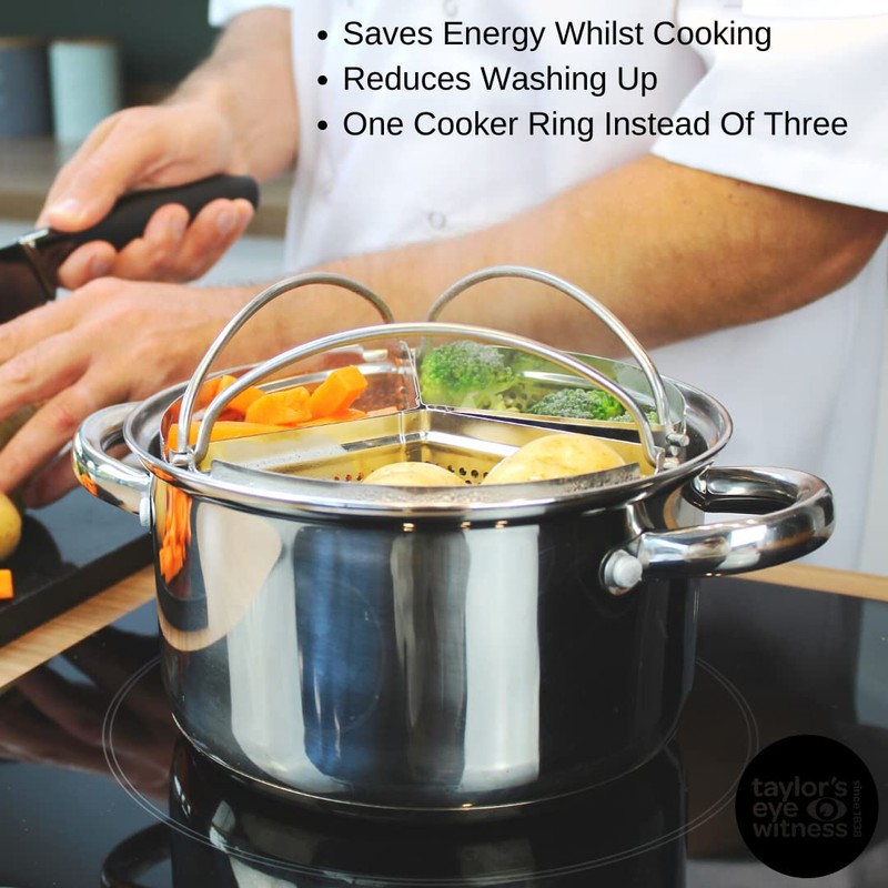 Family Saucepan Triple Divider Separator Set - Saves Cooking Space