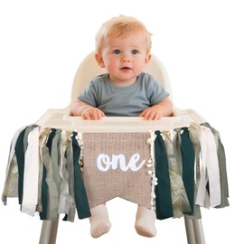 1st/First Birthday High Chair Banner for Girls,First Birthday Decorations for Girl,Highchair Garland Decoration for Princess,Fairy Baby 1st Party Photo Props(Green)