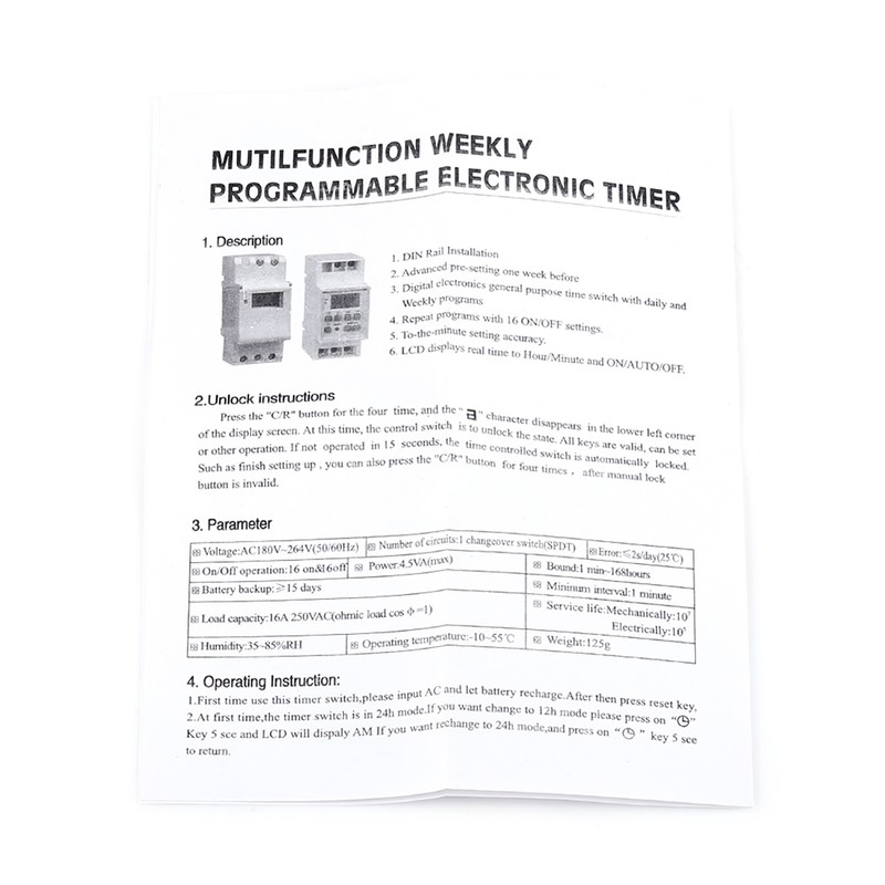 LCD Display Weekly Programmable Electronic Relay 16on＆8off Timer Switch (AC/DC12V)