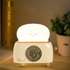 HPYDIY Toaster Night Light, Cute Night Light Clock Alarm Clock Digital Timer for Kids with Time Management Tool and ABS+PC Child Light for Teen Toddler Girl Birthday Gift for Baby Boy (Yellow)