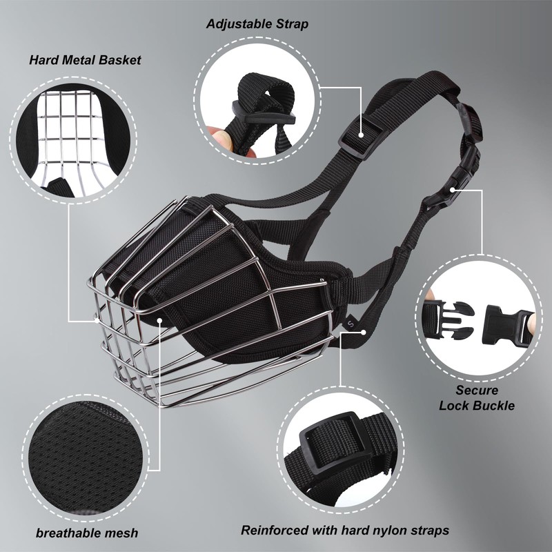Dog Muzzle Metal Basket for Golden Retriever, Pit Bull Terrier,