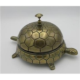 Large Tortoise Service Desk Bell - Turtle Bell in Antique Brass Finish