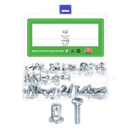 sourcing map 50Pcs Multi-Grip Rivet Jack Nut, M6-1.0x18.2 Carbon Steel Thread Screws