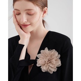 14cm/5.5" Big Silky Fabric Flower Brooch Pin for Women Girls Dainty Peony Camellia Brooches Duckbill Alligator Hair Clips Barrettes Floral Hair Pins Wedding Holiday Costume Accessories (Clay Pink)