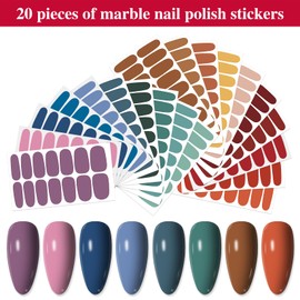 YECIRALA 20 Sheets 280 Pieces Solid Nail Polish Strips Stickers Full Nail Wraps for Women Girls Gel Nails Art Strips Wraps Stick On Nails Stickers Set with Nail File