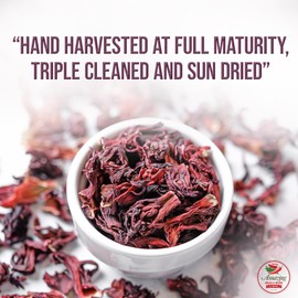 Hibiscus Flowers 1lb (16oz) – All Natural, Triple Cleaned - Whole Soft Flowers and Petals - Flor de Jamaica. Great for Hot or Iced Tea and Agua Fresca. By Amazing Chiles and Spices