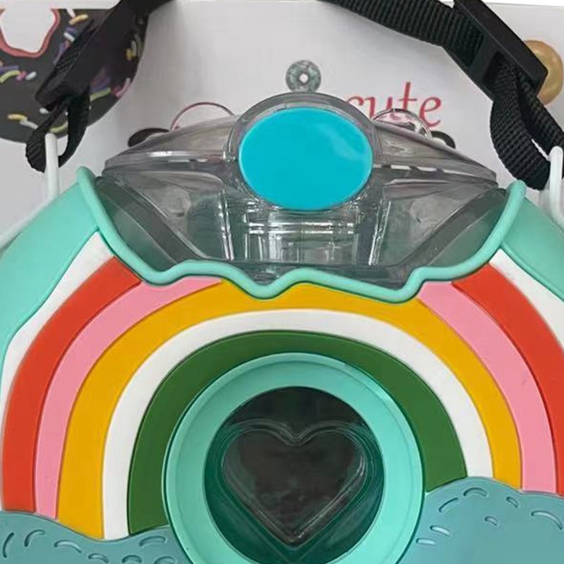 Doughnut Bottle 380ML Cute Leakage Proof Portable BPA Free Silicone