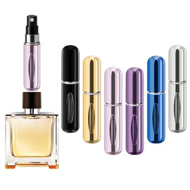 Refillable Perfume Portable Atomizer Bottle Refillable Perfume Spray, Travel Perfume (5ml, 6 Pack) (Silver, Purple, Blue, Gold, Pink, Black)