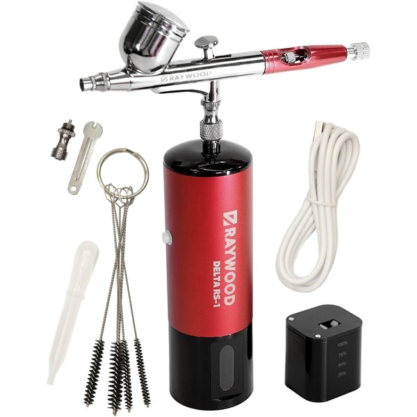 RAYWOOD Delta Airbrush Kit - Rechargeable Compressor, USB-C, Dual Action,