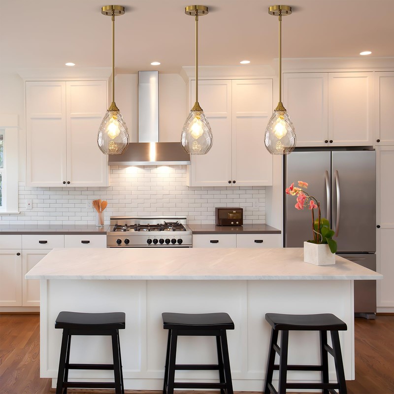 SADUENFR Brushed Gold Pendant Lights Kitchen Island 2 Pack, Modern