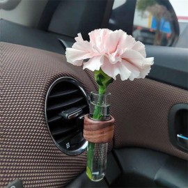 2 Pcs Round Car Propagation Vase Vent Clip,Mini Glass Propagation Vase for Car Accessories,Unique Car Decor for Woman,Plant Lovers.(Round-deep+deep-0608)