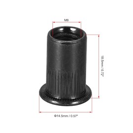 TA-VIGOR 20Pcs M8 Rivet Nuts, Carbon Steel Zinc-Plated Knurled Flat Head Threaded Insert Nut Black for Automotive Furniture
