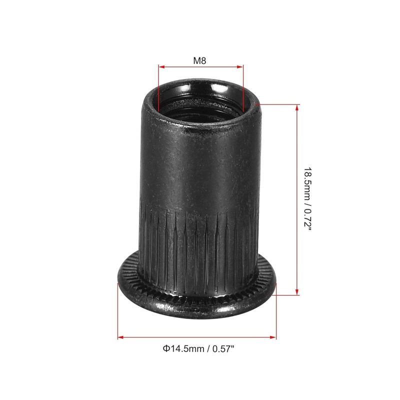 TA-VIGOR 20Pcs M8 Rivet Nuts, Carbon Steel Zinc-Plated Knurled Flat