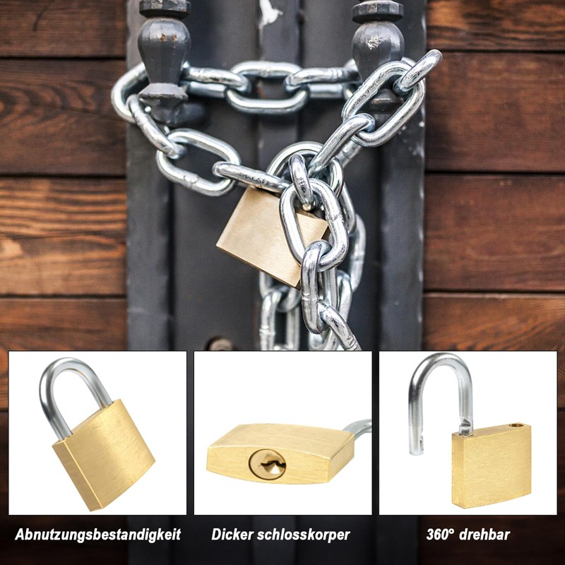 Cieex 8 Pieces Padlock Small Locks with Key 30mm Brass