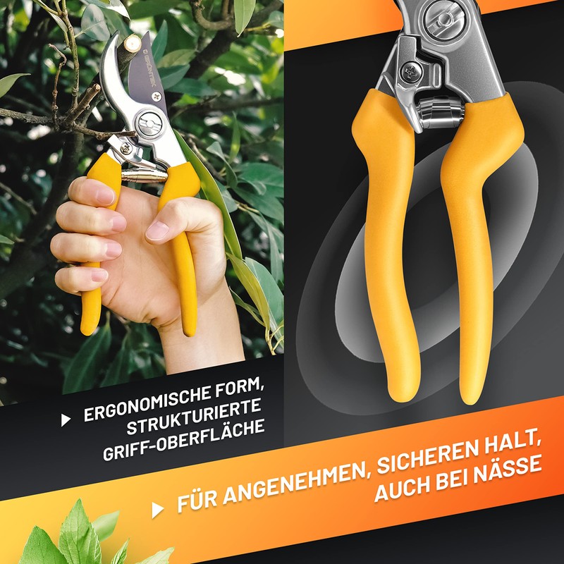 GRÜNTEK Secateurs, Garden Pruning Shears F1, SK5 Blade 48 mm,