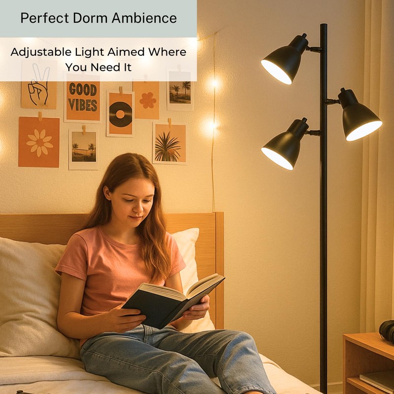 LIGHTACCENTS Black Tree Floor Lamp with 3 Adjustable Lights –