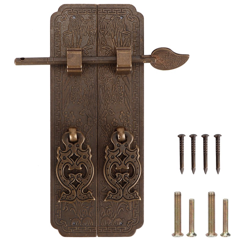 Door Handles Kit Chinese Style Antique Copper Gate Pull Handle