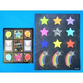 Carson Dellosa Chalk Board Look Stickers Happy Birthday & Stars Full & Mini Sticker Sheet